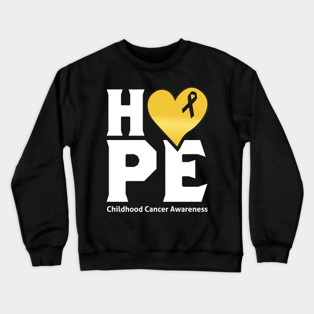 Hope For A Cure Childhood Cancer Awareness Support Childhood Cancer Warrior Gifts Crewneck Sweatshirt by T-shirt US